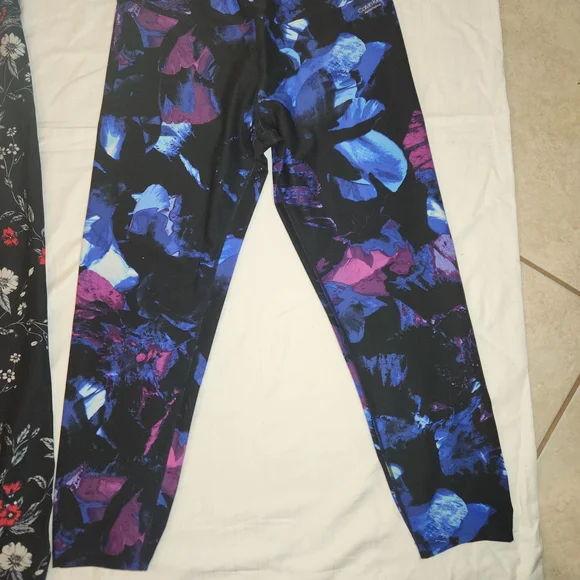 Bundle Calvin Klein Women's Leggings Blue Abstract & Black Floral Size XL. #A03 - Picture 5 of 8